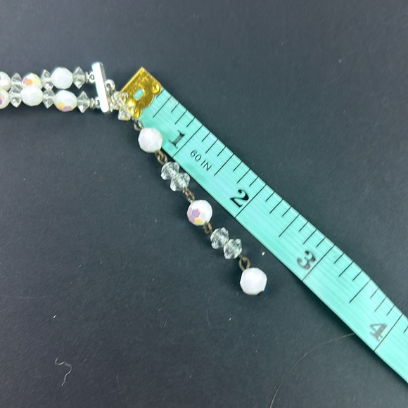 Vintage multi strand faceted white and crystal glass 50’s necklace - Picture 7 of 8